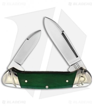 Rough Ryder Liner Lock Liner Lock Knife Green Smooth bone (3.25" Mirror)