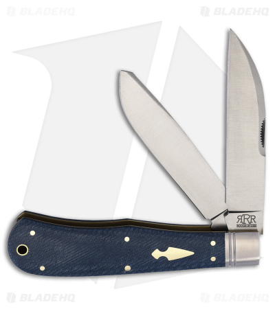 Rough Ryder Trapper Knife 4.12" Denim Micarta (RRR011) Heavy Trapper