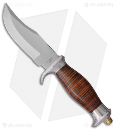 Rough Ryder Hunter Fixed Blade Knife Brown Leather (4.75" Satin)