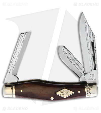 Rough Ryder Heavy Forge Stockman Knife 3.5" Brown Smooth Bone RR1977