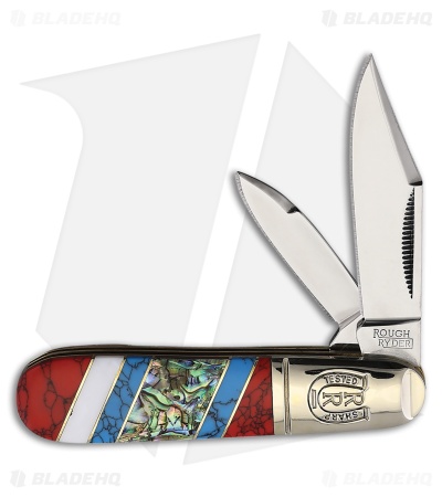 Rough Ryder Barlow Knife 3.25" Blue/Red Stoneworx RR2403