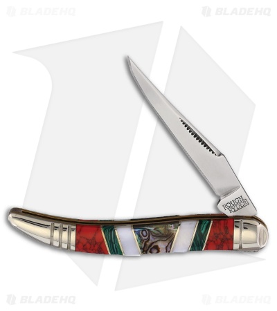 Rough Ryder Toothpick Knife 3" Red Stone/Abalone/Mother of Pearl/Green Malachite