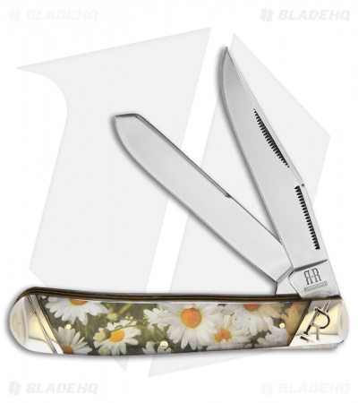 Rough Ryder Trapper Knife 3.12" Daisies Acrylic
