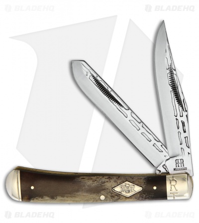 Rough Ryder Trapper Knife 4.12" Brown Smooth Bone RR1976