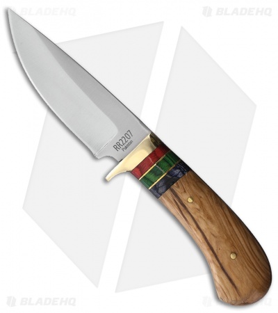 Rough Ryder Small Skinner Fixed Blade Knife Brown Pakkawood (4" Satin)