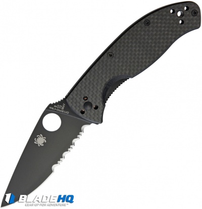 Spyderco Tenacious Folding Knife Carbon Fiber/G-10 (3.3" Black Serr) C122CFBBKPS