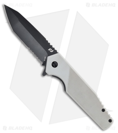 Schrade Shudder Spring Assisted Tanto Knife Gray G-10 (3.5" Black Serrated)