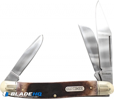 Schrade Lumberjack Stockman Slip Joint Knife 4.50" Sawcut Bone Brown