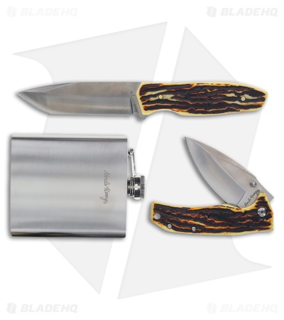 Schrade Uncle Henry Fixed and Folder Knife Set With Flask