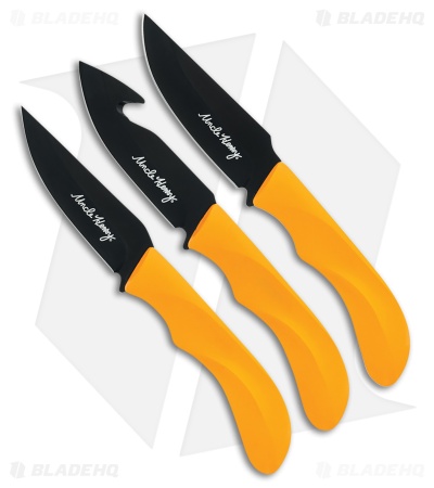 Schrade 3-Piece Hunting Knife Set - Black Finish Stainless Blade with Orange ABS