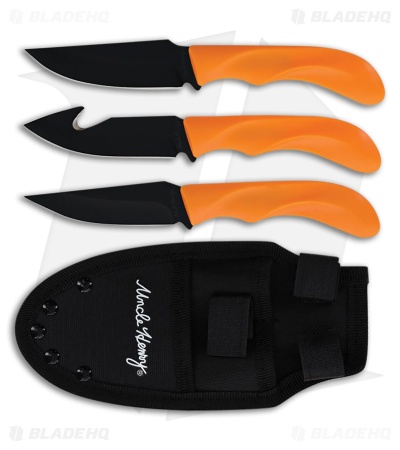 Schrade Uncle Hnery  3 Piece Fixed Blade Combo - Orange Polymer