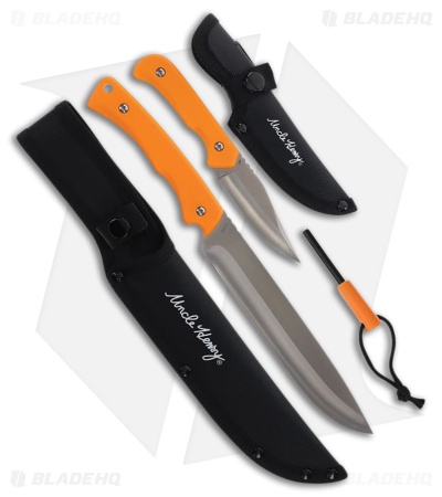Schrade Uncle Henry 2 Piece Fixed Blade W Fire Starter - Orange Polymer