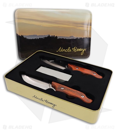 Schrade Uncle Henry 2 Piece Fixed Blade Knife Brown Wood (Satin)