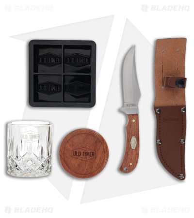 Schrade Ot Whiskey Glass Fixed Blade Brown Pakkawood (3.50" Satin)