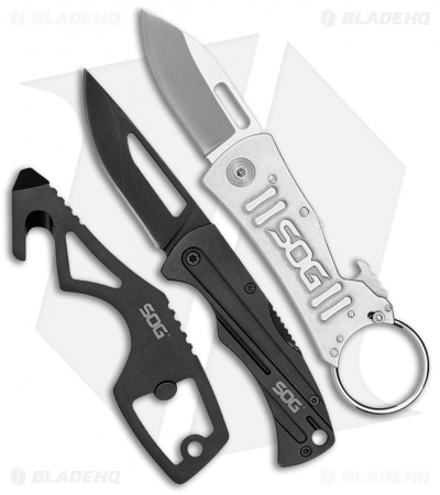 SOG Pro 2.0 Kit - 3pk EDC Keychain/Folding Knife and Flat Tool (Stainless Steel)