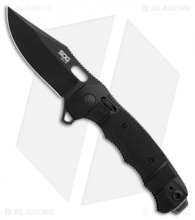 SOG Seal XR Flipper XR-Lock Knife Black Nylon (3.9" Black Serrated)