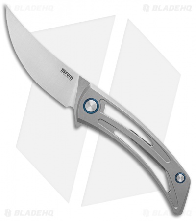 SRM Knives 7415-TZ Unicorn Frame Lock Knife Gray Titanium (3.75" Bead Blast)