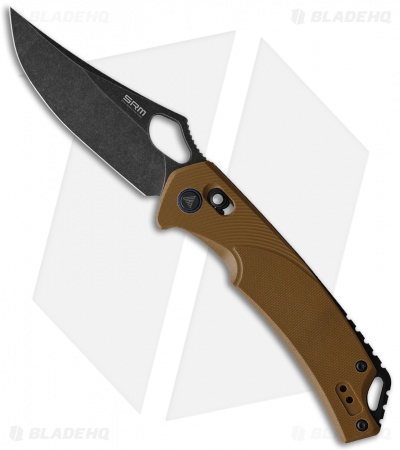 SRM Knives Ambi Lock Knife Tan G-10 (3.5" Black Stonewash) 9202-GW