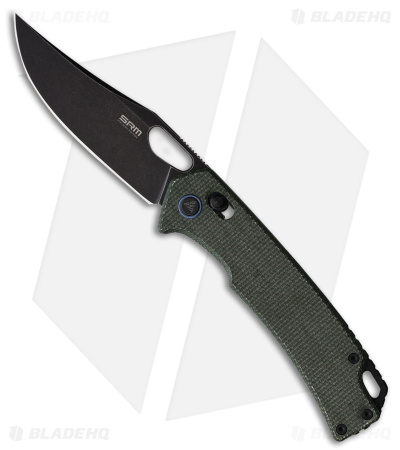 SRM Knives Ambi Lock Knife Green Micarta (3.5" Black Stonewash) 9203-MG2