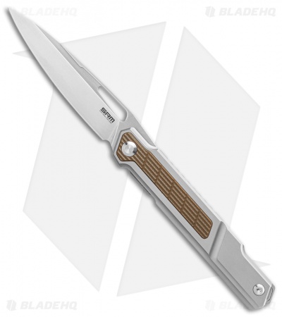 SRM Knives 1421 Fantasy Frame Lock Knife TC4 Titanium/Brown G-10 (3.6" BB)