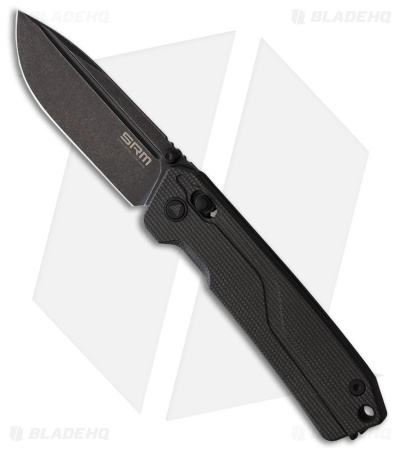 SRM Knives 7228L-MB2 Rubik AMBI Lock Knife Black Micarta (3.6" Black Stonewash)