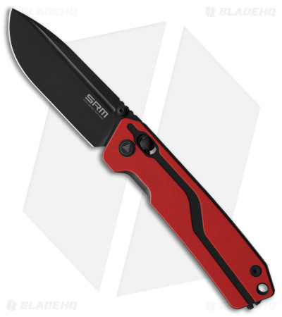 SRM Knives 7228L-GV Large Rubik AMBI Lock Knife Red G-10 (3.6" Black)