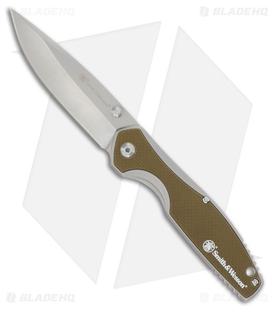 Smith & Wesson Cleft Spring Assist Folding Linerlock Tan G-10 (3.50" Satin)