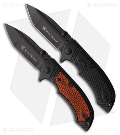 Smith & Wesson Pistol Grip Linerlock Combo Pack Checkered Wood (3.00