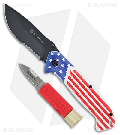 Smith & Wesson Americas Heroes Knife Combo Set ( 3.25" Black), (1.50" Stonewash)