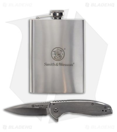 Smith & Wesson S&W Executive Knife With Stainless Steel Flask (3.00" Satin)