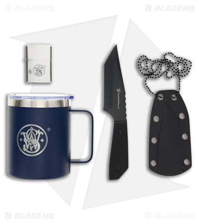 Smith & Wesson Fixed Blade W/ Lighter & Mug Gift Set (4.00" Black)
