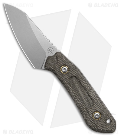 Schwarz Knives Overland Sport Fixed Blade Knife Green Canvas Micarta (2.8" SW)