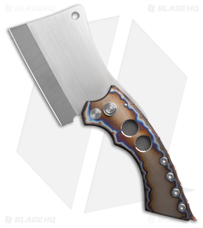 Sergey Rogovets Knives Button Lock Cleaver Knife Flamed Ti (3.70" Satin) #2411