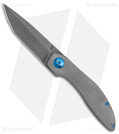 Simeon Custom Knives Ice Pick Frame Lock Knife Titanium Blue  (3.25" Smoke)