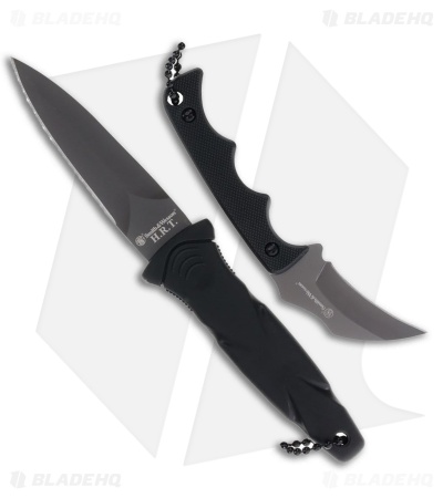 Smith & Wesson Neck and Boot Combo Fixed Blade Knife Black Rubber (3.25" Black)