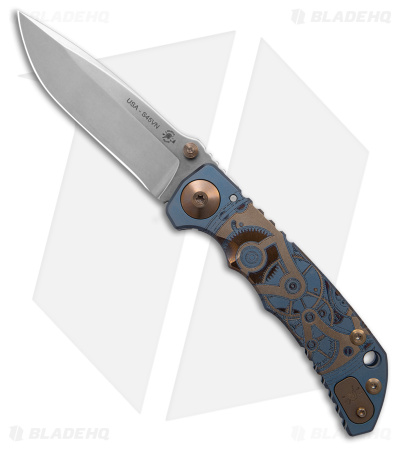 Spartan Blades Mini Blue Harsey Frame Lock Knife Watch Works (3.25