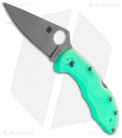 Spyderco Delica 4 Knife Flat Ground Glow Scales (2.88" Satin)  C11FPGITD