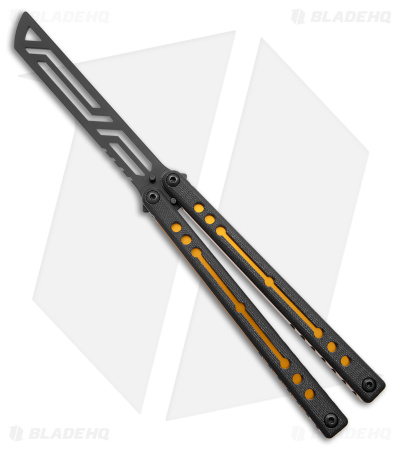 Squid Industries Nautilus Balisong Trainer  Knife V2 Black Gold (4.5" Black)