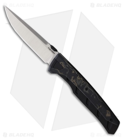 Suprlativ Knives Matador Frame Lock Knife Canvas Micarta/Black Ti (3.8" Satin)