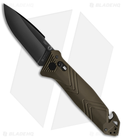 TB Outdoor CAC  Vengeur Bar Lock Knife w/ Breaker OD Green (3.7" Black )