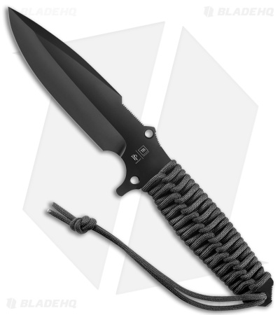 TB Outdoor Maraudeur Fixed Blade Knife w/ Breaker Black Paracord (4.45" Black)