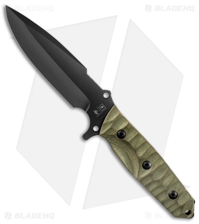 TB Outdoor Maraudeur Fixed Blade Knife w/ Glass Breaker OD G-10 (4.5" Black)