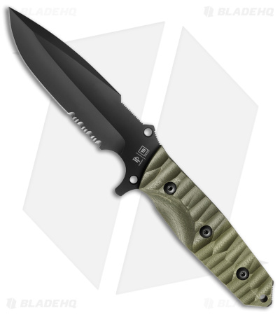 TB Outdoor Maraudeur Fixed Blade Knife w/ Glass Breaker OD G-10 (4.5" Black)