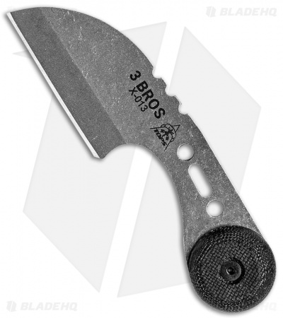 TOPS 3 Bros Fixed Blade Sheepsfoot Neck Knife Black Micarta (2.2" Tumbled)