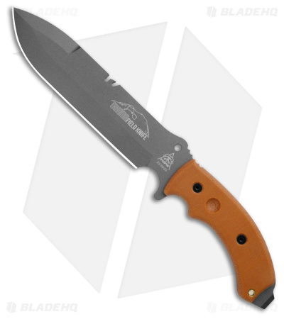 TOPS Tahoma Field Knife False Edge Brown Canvas Micarta (8.4" Gray 1095)