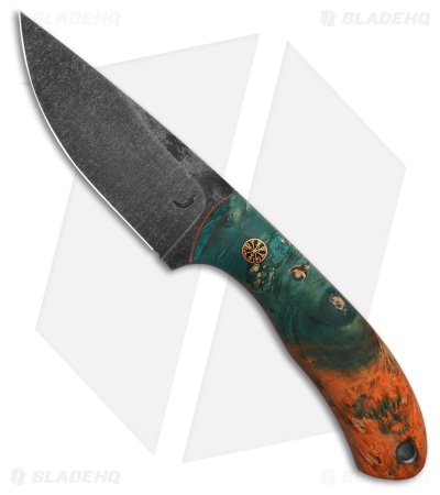 Trollsky Custom Knives Archer Fixed Blade Knife Stabilized Maple Burl (4.5" SW)