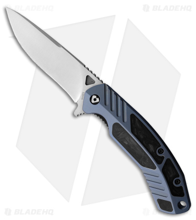 V Nives Tectonic Liner Lock Knife Blue Titanium/Carbon Fiber (3.5" Satin)