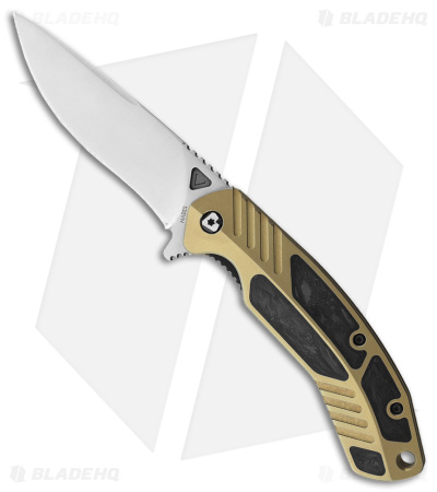 V Nives Tectonic Liner Lock Knife Bronze Titanium/Carbon Fiber (3.5" Satin)