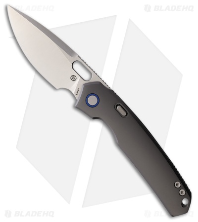 Vosteed Psyop Top Liner Lock Knife Gray Titanium Curved (3.3" Satin ELMAX)