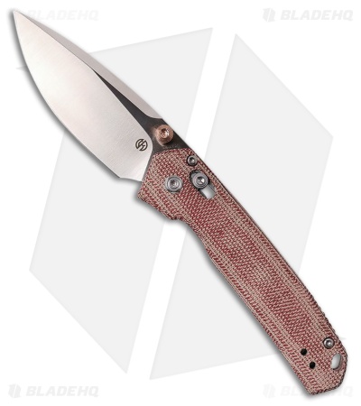 Vosteed Mini Psyop Drop Point Crossbar Lock Knife Red Micarta (2.7" Satin)